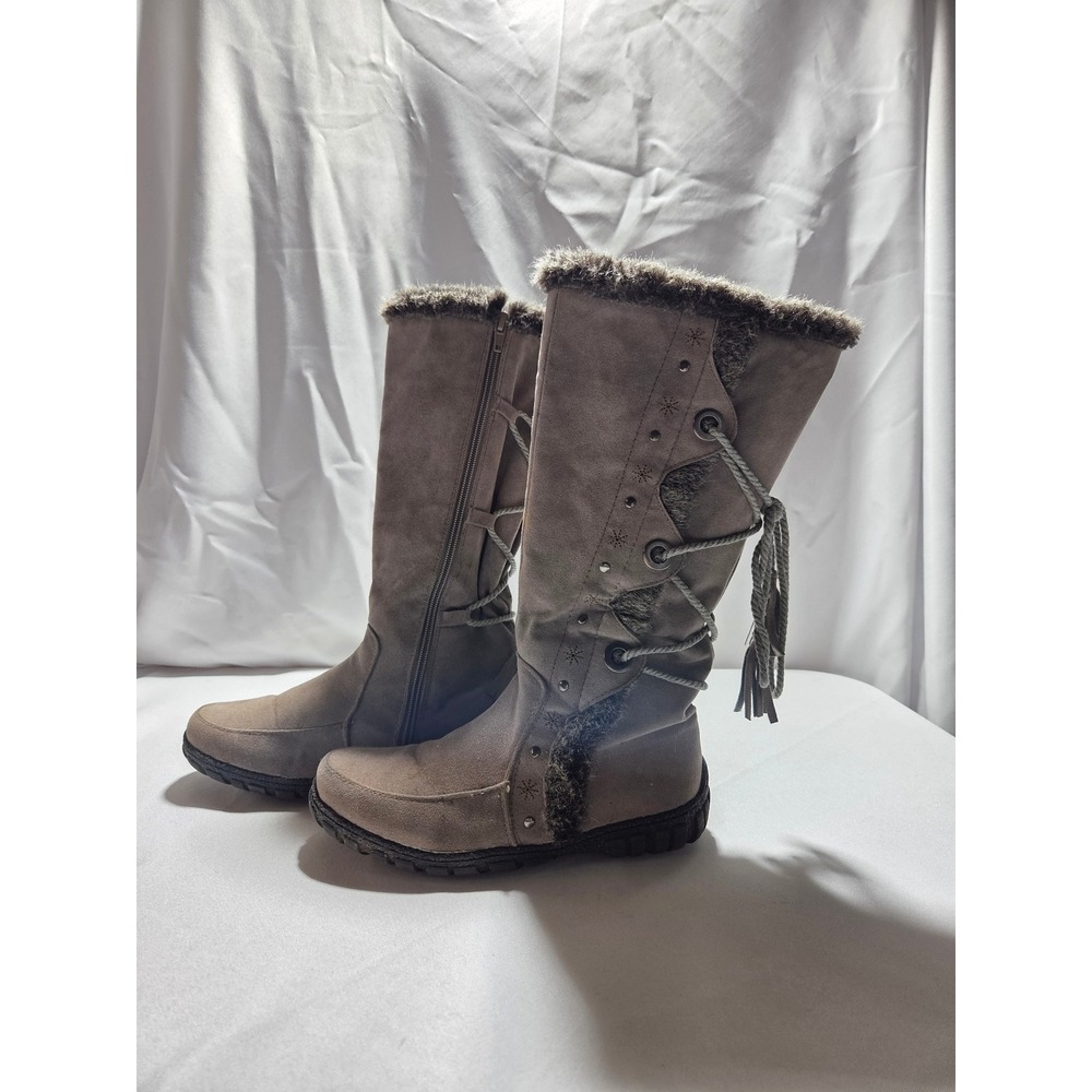 Bucco Capensis Womens Mid Calf Winter Boots Faux Fur Trim Gray Size 8